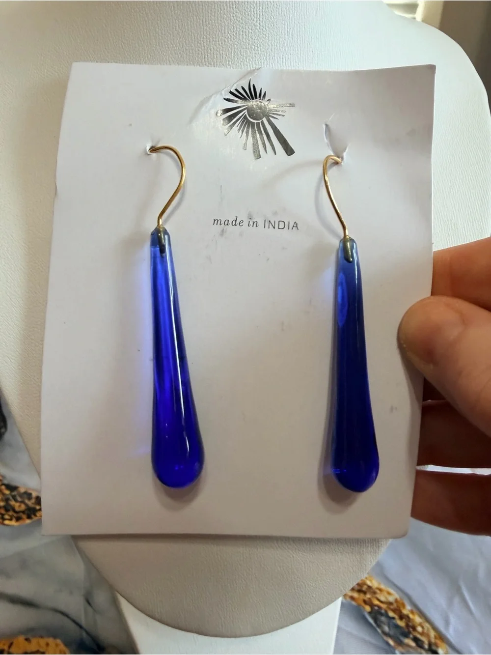 Noonday Collection retired blue cobalt drop earrings NWT!